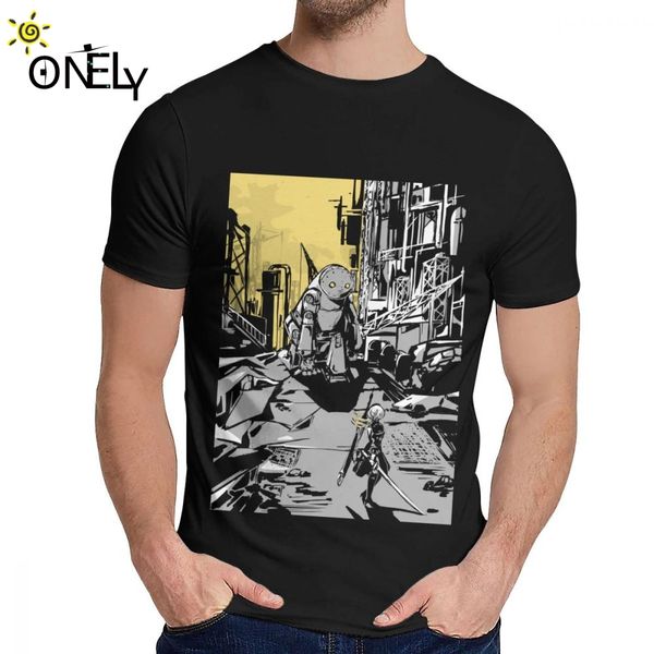 мягкого тонкого нир automata футболка мужчина streetwear досуг классический o-образный вырез homme tee shirt